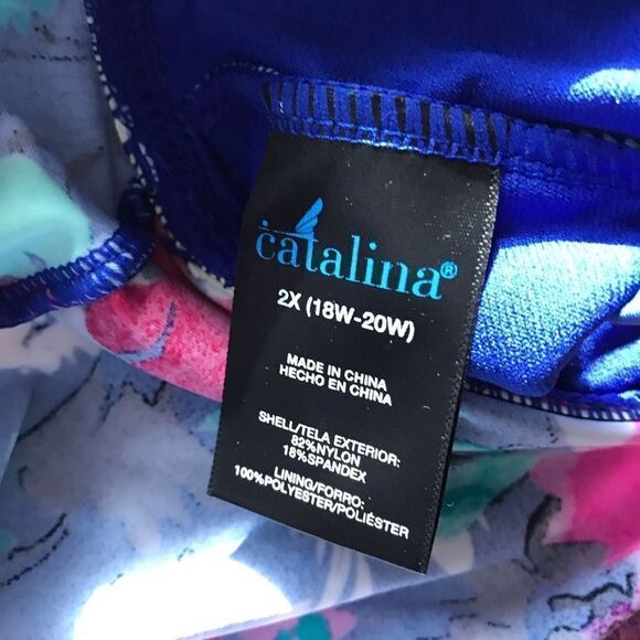 Catalina 2X Tankini Top Adj Straps removable Padded blue floral Print - Picture 5 of 5